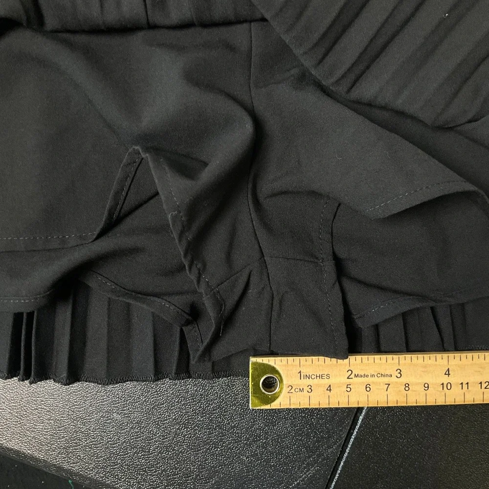 Zara Pleated Skort Women Sz S‎ Black Mini Minimalist Preppy Dark Academia